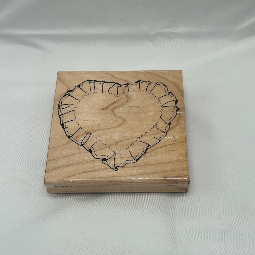 Wooden Heart Stamp with Ruffled Heart Design